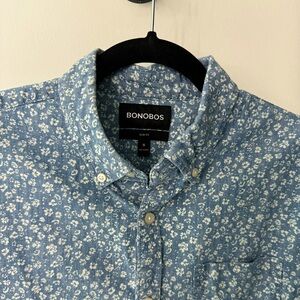 Bonobos Slim Fit Blue Floral Short Sleeve Button Down